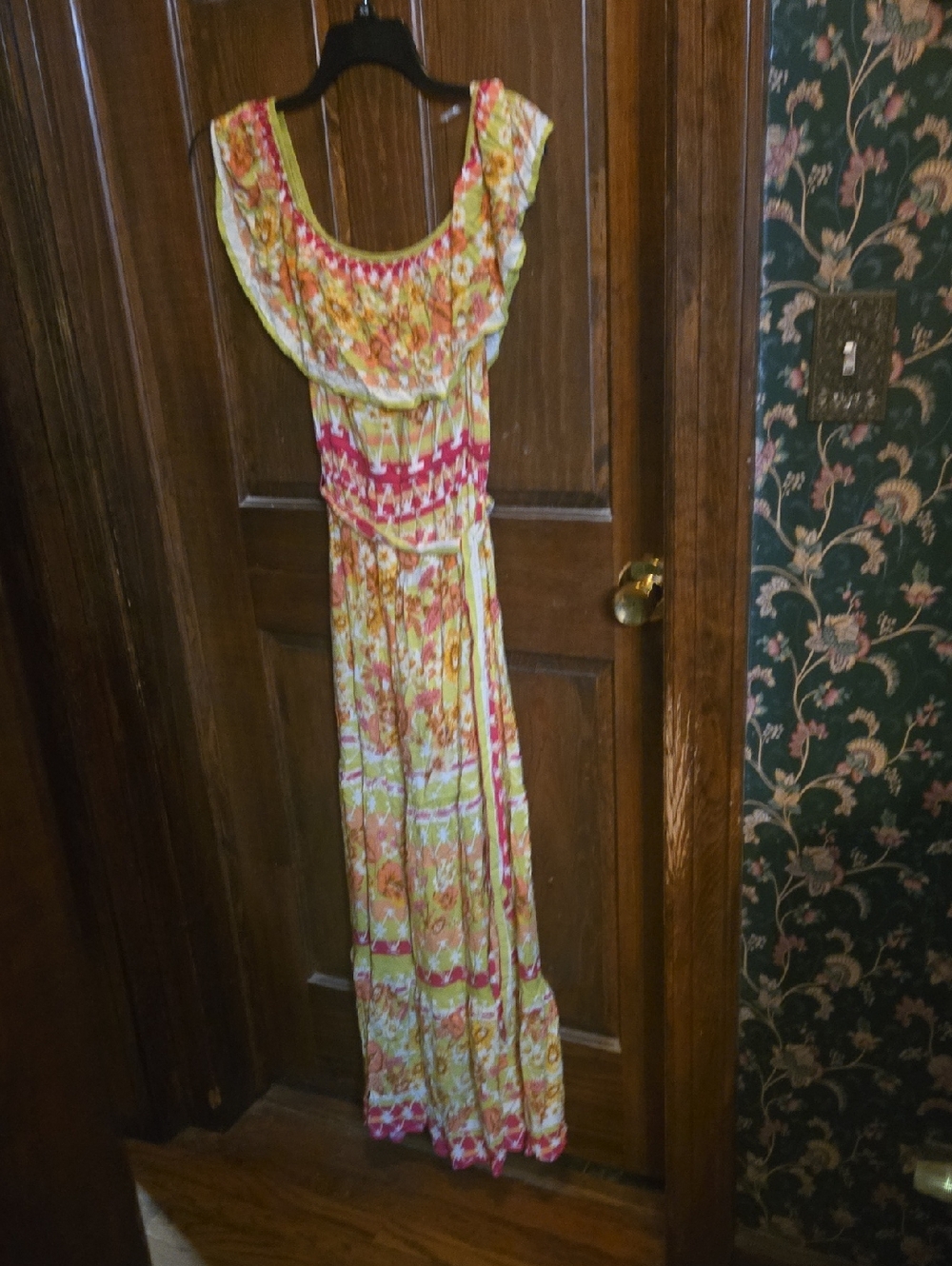Flying Tomato Yellow Pink Floral Maxi Dress